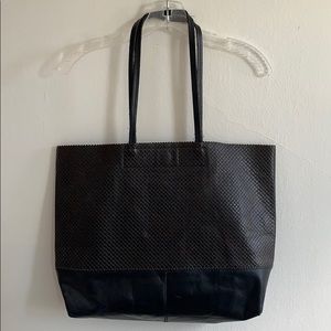 Banana Republic navy leather tote